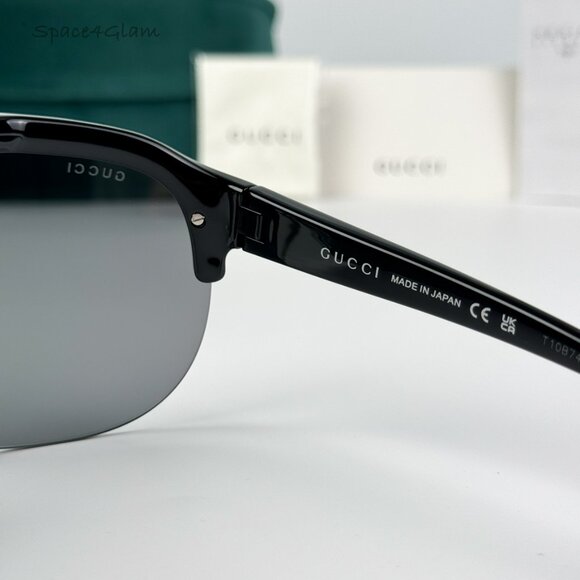 BRAND NEW Gucci GG1645S  003 Black Grey Silver Mirrored Unisex Mask Sunglasses - Picture 8 of 10
